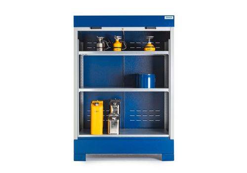 SteelSafe Gefahrstoffdepot D2, mit Rollladen und Stahlregal für Kleingebinde-4