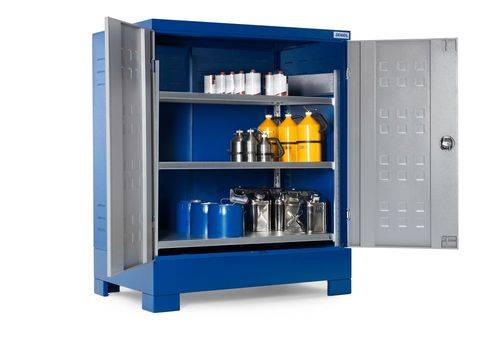 SteelSafe Gefahrstoffdepot D2, mit Türen und Stahlregal für Kleingebinde-0
