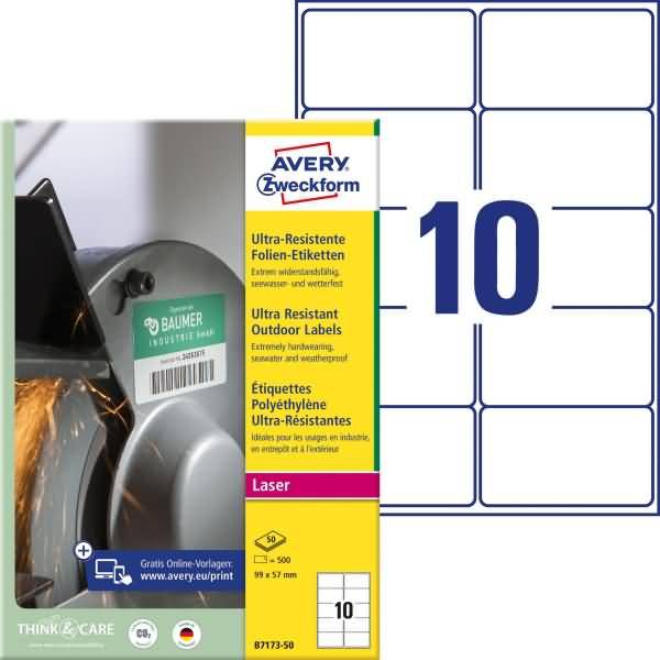 Folien-Etiketten ultra-resistent A4 99x57mm VE=500 Etiketten weiß-0