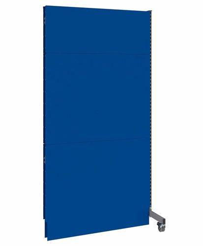 Mobile Akustik Trennwand, Anbaufeld, B 1250, H 2500 mm, Akustik-Lochblech einseitig, grau/blau-0