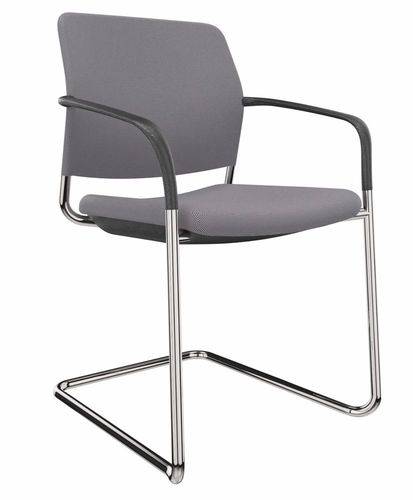 DENIOS Besucherstuhl Cay, Freischwinger, Armlehne, stapelbar, grau