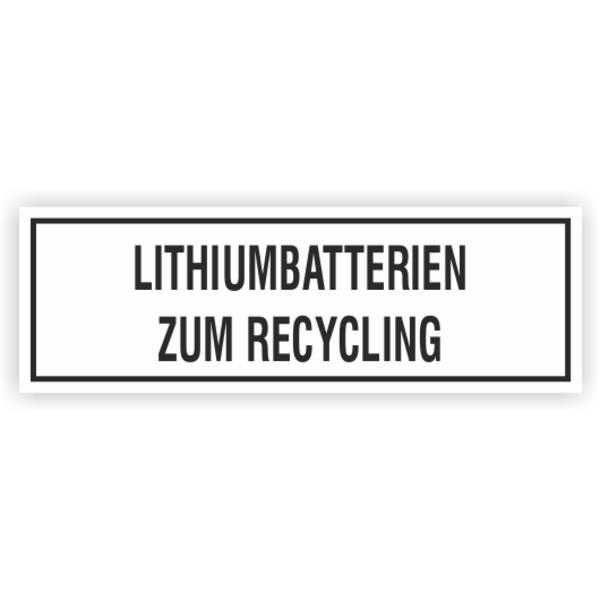 Versandkennz., LITHIUMBATTERIEN ZUM RECYCLING Aufkleber, Folie, 150 x 50 mm, 100 St./ Rolle