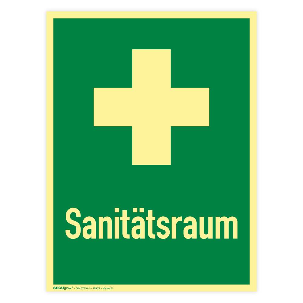 Rettungszeichen, Sanitätsraum, ISO 7010, SECUglow 185, Kunststoff, 300 x 400 mm-0