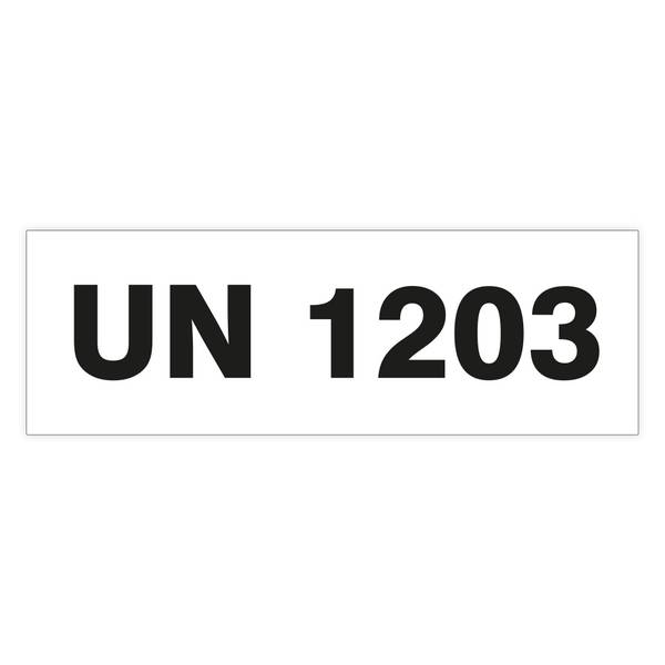 UN-Nummer-Etiketten UN 1203 (BENZIN), Folie selbstklebend, 150 x 50 mm, 8 St./ Bogen