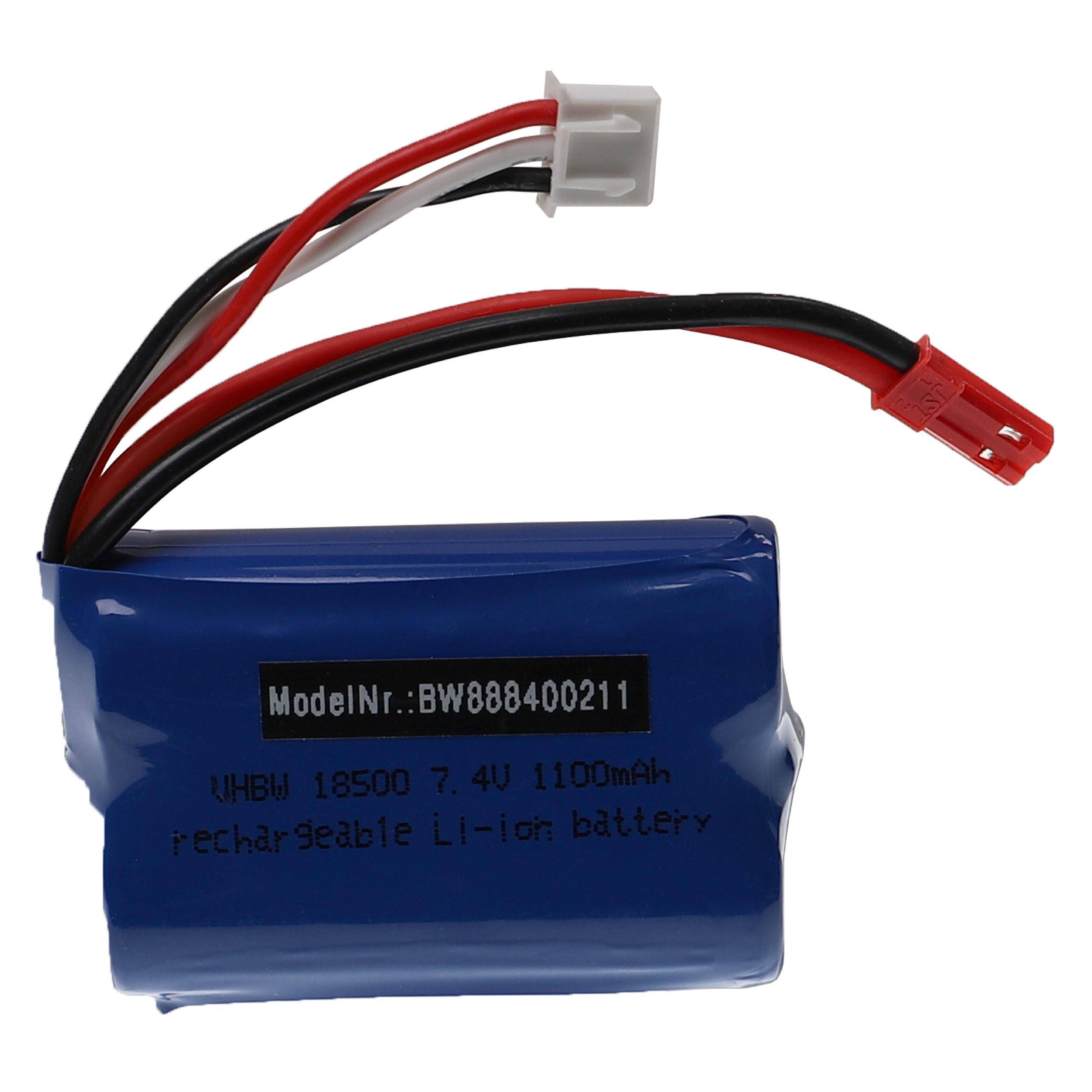 vhbw Akku kompatibel mit Huanqi 827 | 823, 871 Modellbau (1100mAh, 7,4V, Li-Ion, 55 x 37 x 19 mm, BEC)-0