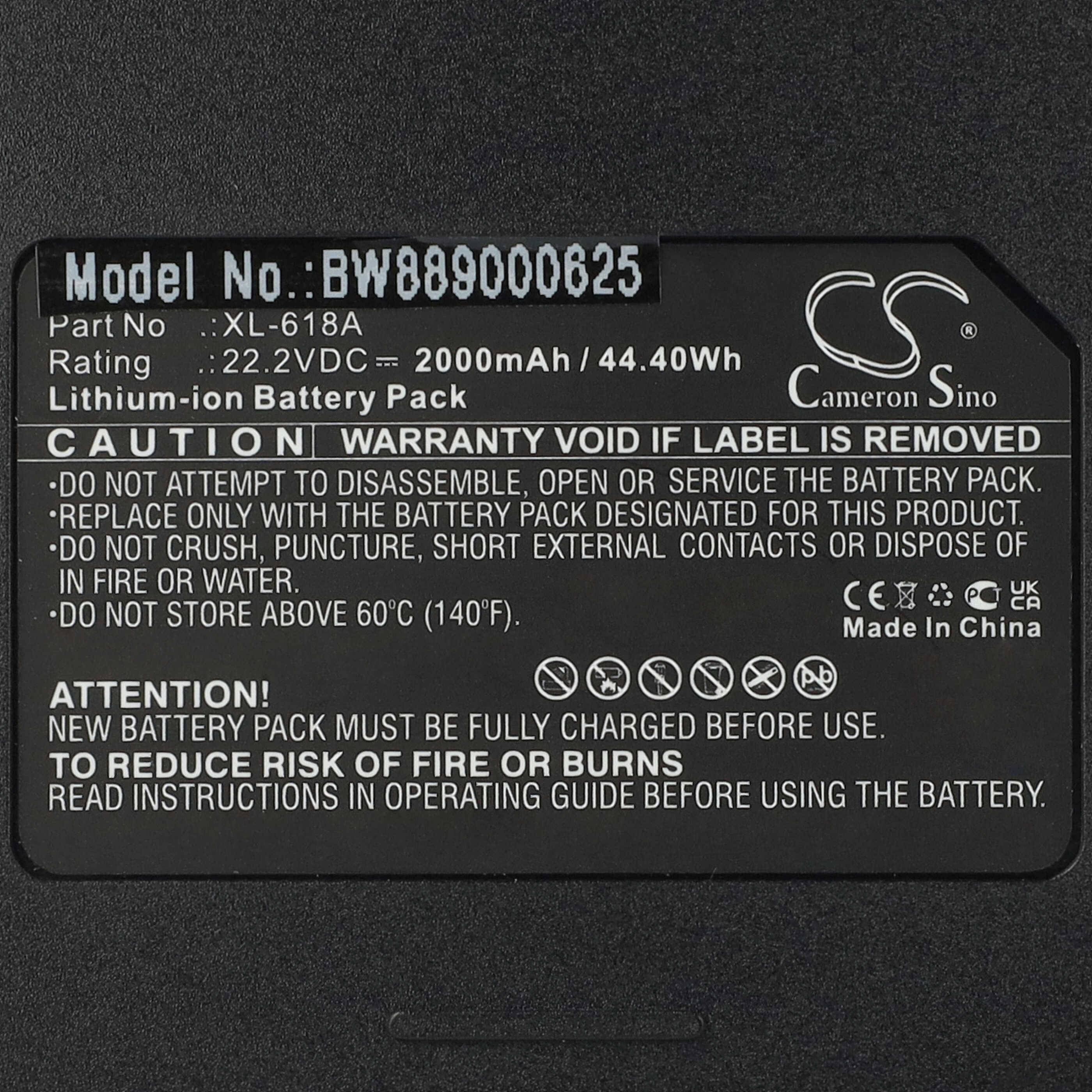 vhbw Akku kompatibel mit Moosoo X6 Staubsauger Schwarz (2000mAh, 22,2V, Li-Ion)-4