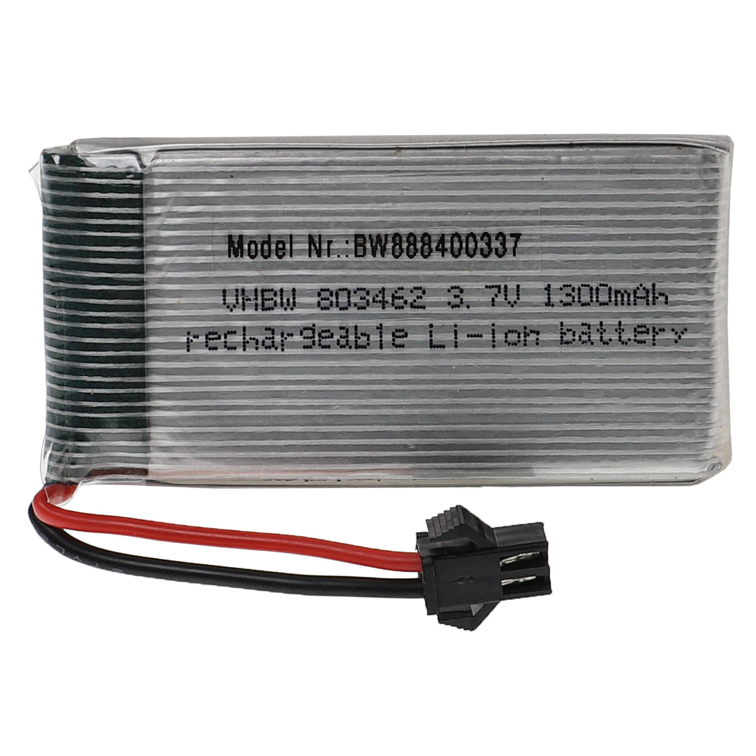 vhbw Akku kompatibel mit SM-2P Stecker für Modellbau (1300mAh, 3,7V, Li-Polymer, 67 x 34 x 9 mm)-0