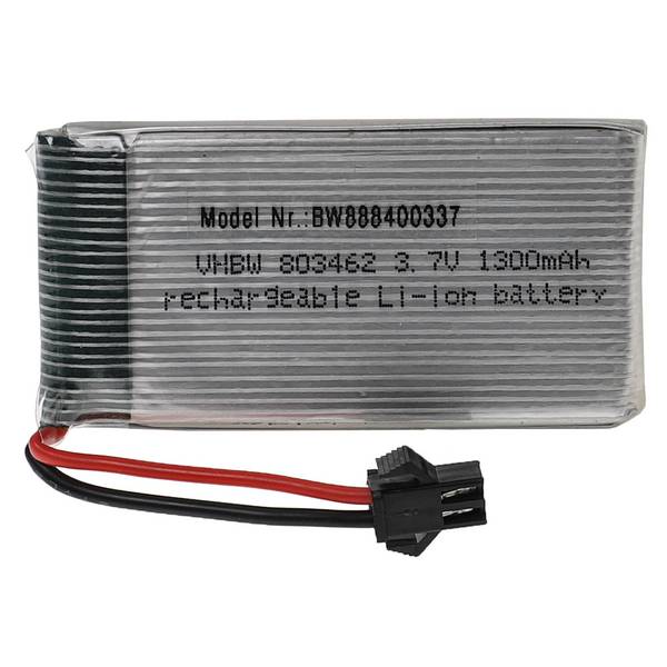 vhbw Akku kompatibel mit SM-2P Stecker für Modellbau (1300mAh, 3,7V, Li-Polymer, 67 x 34 x 9 mm)