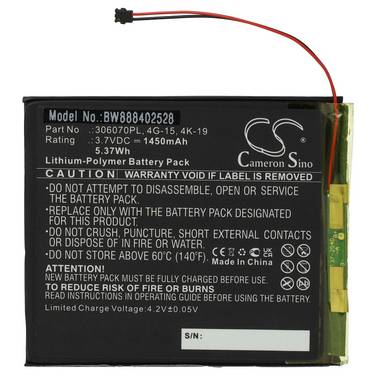 vhbw Akku kompatibel mit Digma R657 | E628 eBook Reader (1450 mAh, 3,7 V, Li-Polymer)