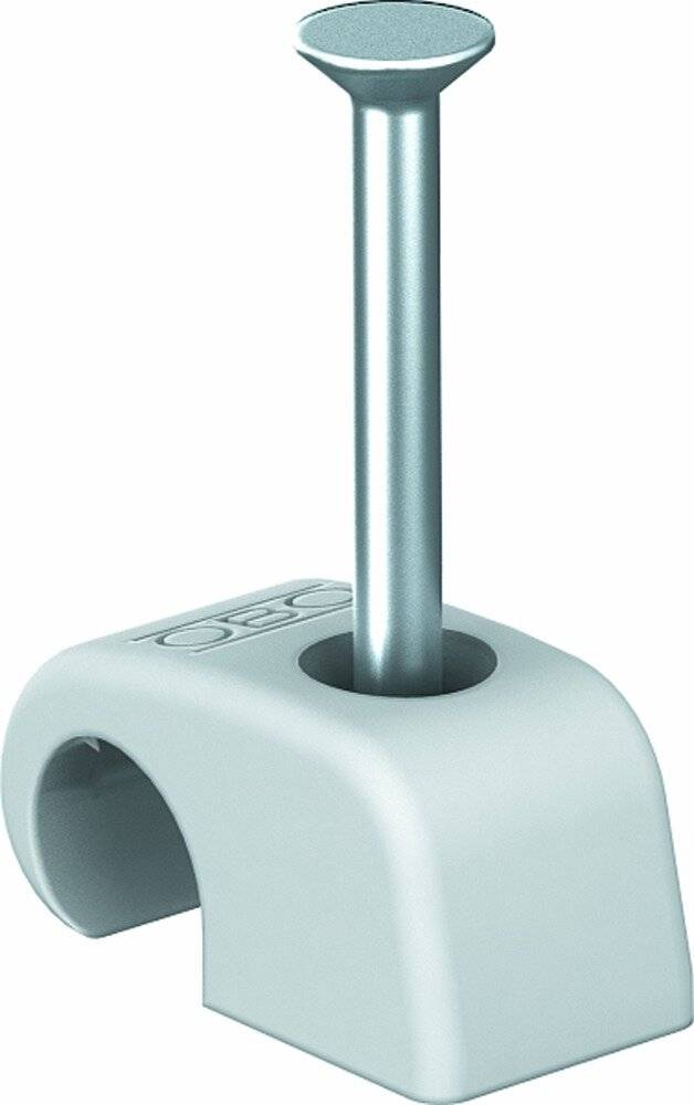 OBO Haftclip mit Nagel, lichtgrau, 2x25 mm, für Kabel-Ø 4-7 mm, VPE 100 Stück-2