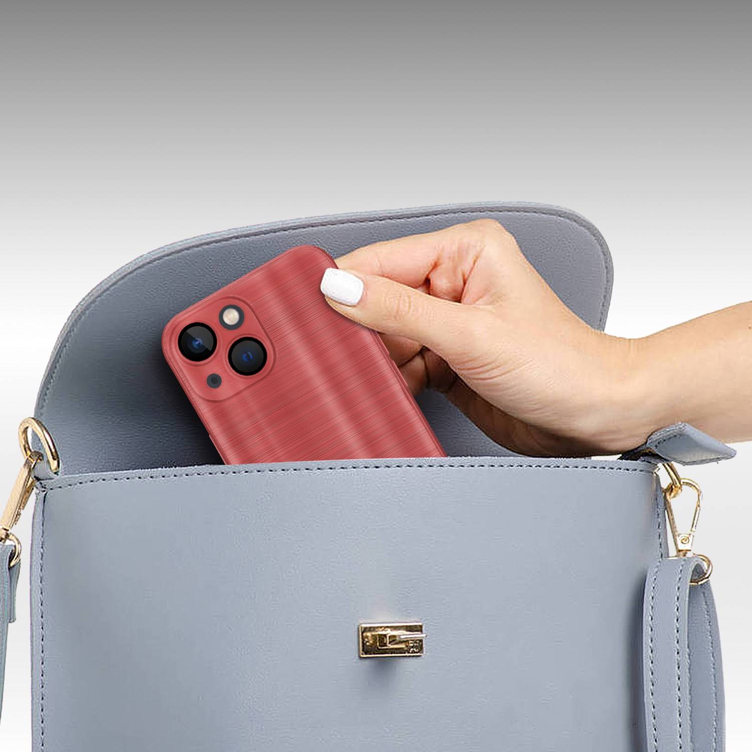 Cadorabo Hülle für Apple iPhone 14 Schutz Hülle in Rot Handyhülle TPU Silikon Etui Case-3