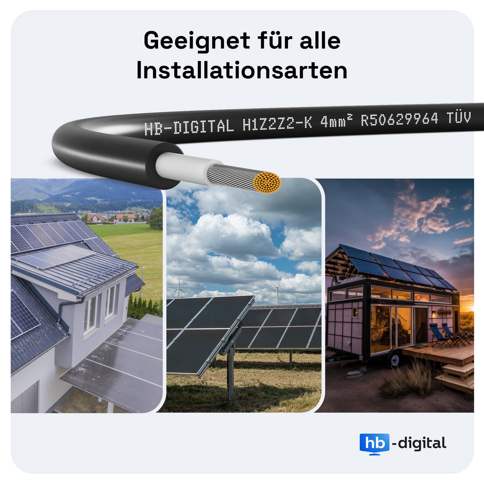 hb-digital Solarkabel 4mm2 H1Z2Z2-K Photovoltaik Kabel für PV Anlagen 200m schwarz-4