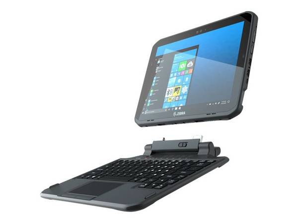 Zebra 2-in-1 Tastatur mit Touchpad ausziehbarer integrierter Griff Robust hintergrundbeleuchtet Dock QWERTY USA