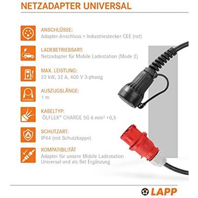 LAPP Mobility 64706 CCE Ladeadapter für die Ladestation Universal 32A Adapterkabel Hybrid & Elektroauto 22kW 3-phasig-1