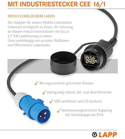 LAPP Mobility 64703 CCE Ladeadapter für die Ladestation Universal 16A Adapterkabel Hybrid & Elektroauto 3,7 kW 1-phasig-2