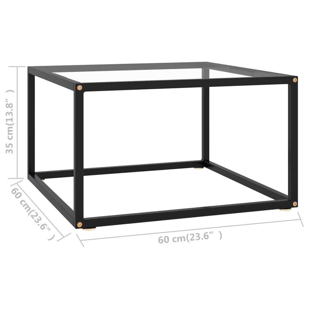 Beistelltisch Schwarz mit Hartglas 60x60x35 cm-4