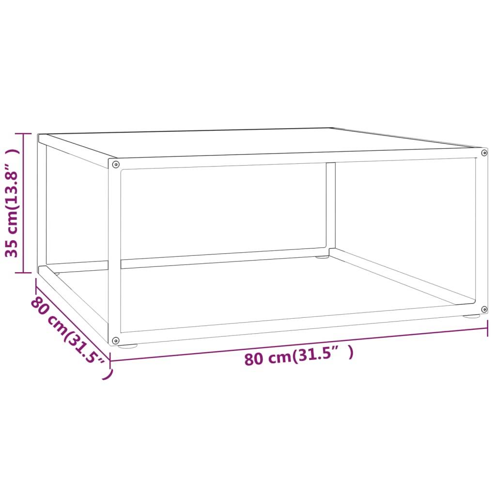 Beistelltisch Schwarz mit Weißer Marmor-Optik Glas 80x80x35 cm-4