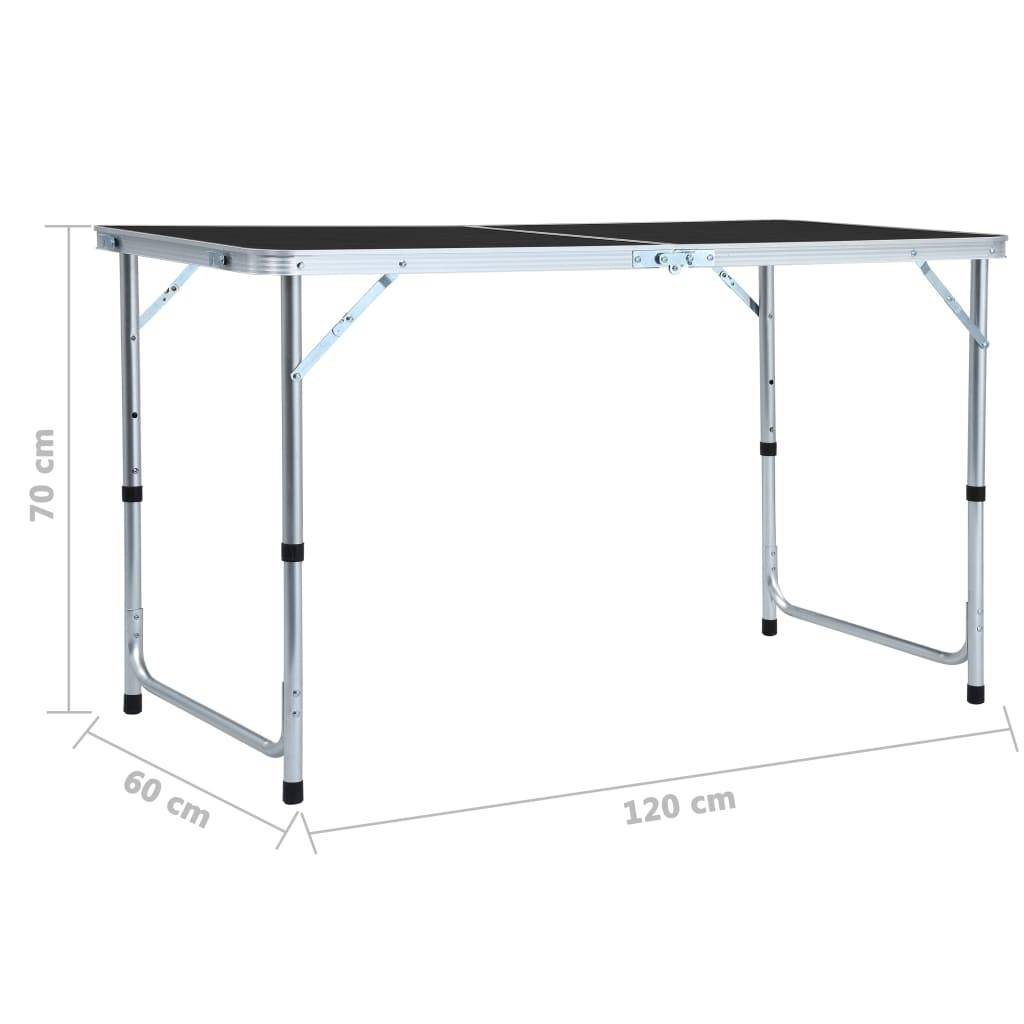 vidaXL Campingtisch Klappbar Grau Aluminium 120x60 cm-4