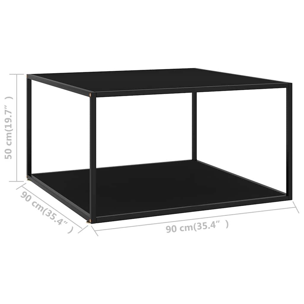 vidaXL Couchtisch Schwarz mit Schwarzem Glas 90x90x50 cm-4