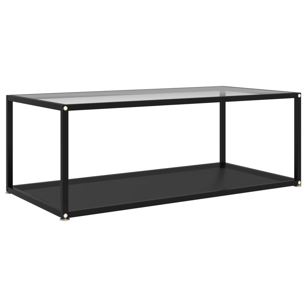 vidaXL Couchtisch Transparent und Schwarz 100x50x35 cm Hartglas