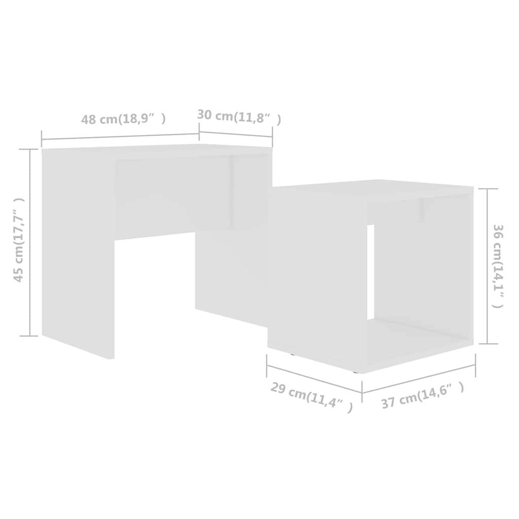 vidaXL Couchtisch-Set Weiß 48x30x45 cm Holzwerkstoff-4