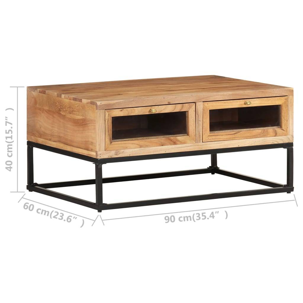vidaXL Couchtisch 90x60x40 cm Massivholz Akazie-4