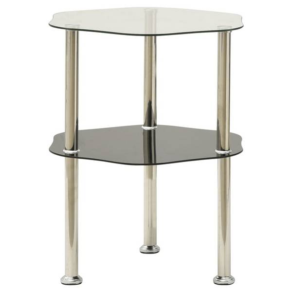 vidaXL Beistelltisch mit 2 Ablagen Transparent 38x38x50 cm Hartglas