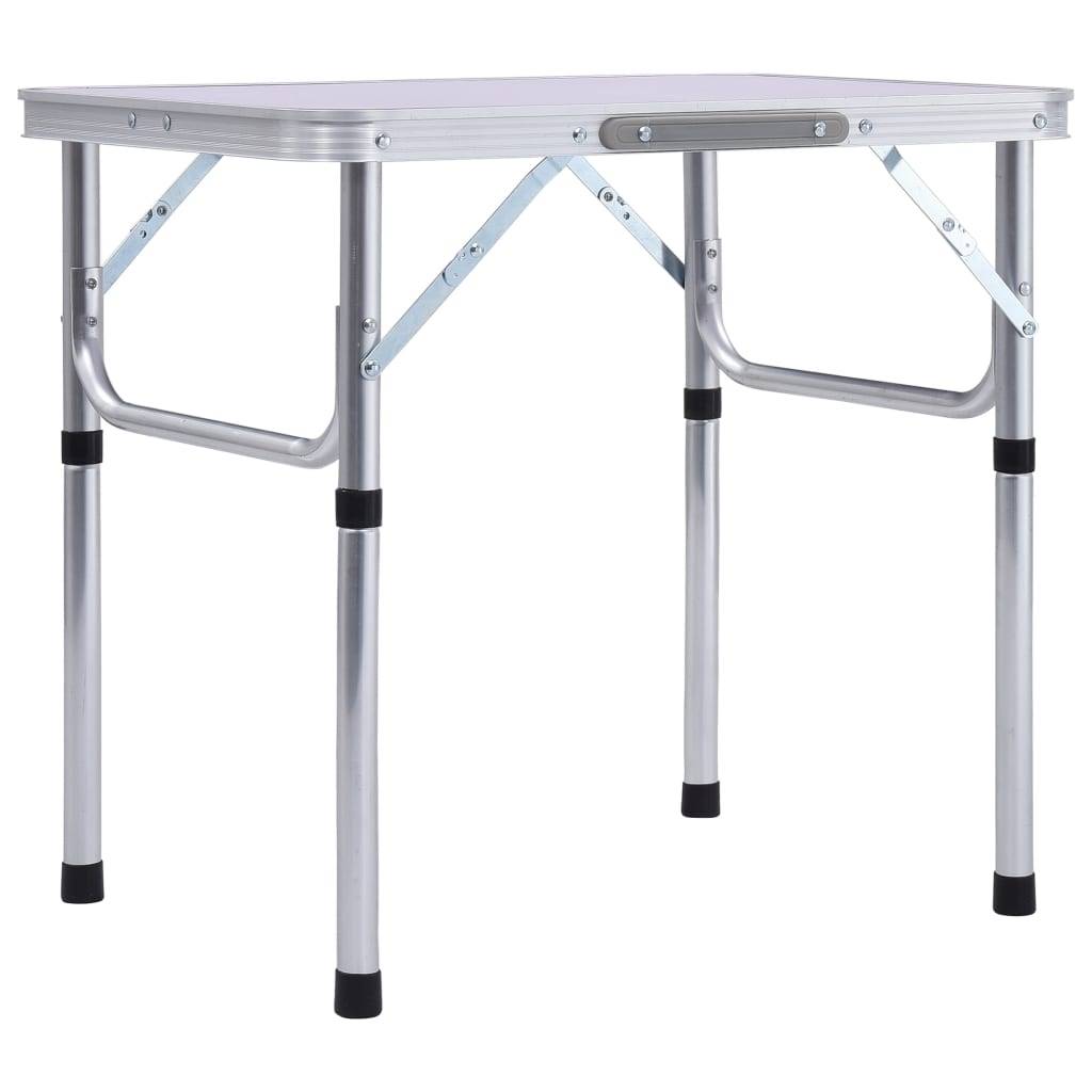 vidaXL Klappbarer Campingtisch Weiß Aluminium 60x45 cm-0