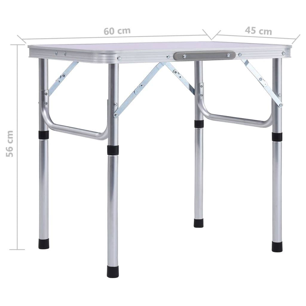 vidaXL Klappbarer Campingtisch Weiß Aluminium 60x45 cm-4