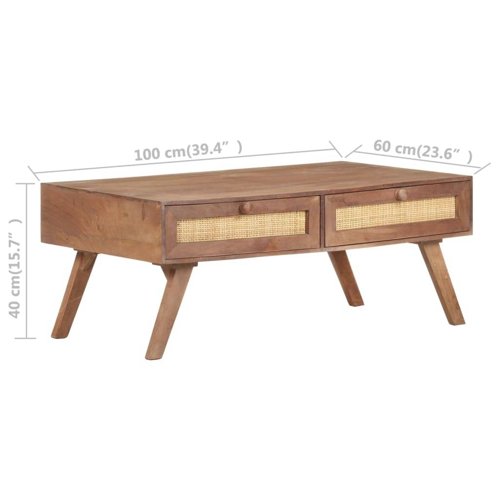 vidaXL Couchtisch 100x60x40 cm Mango Massivholz-4