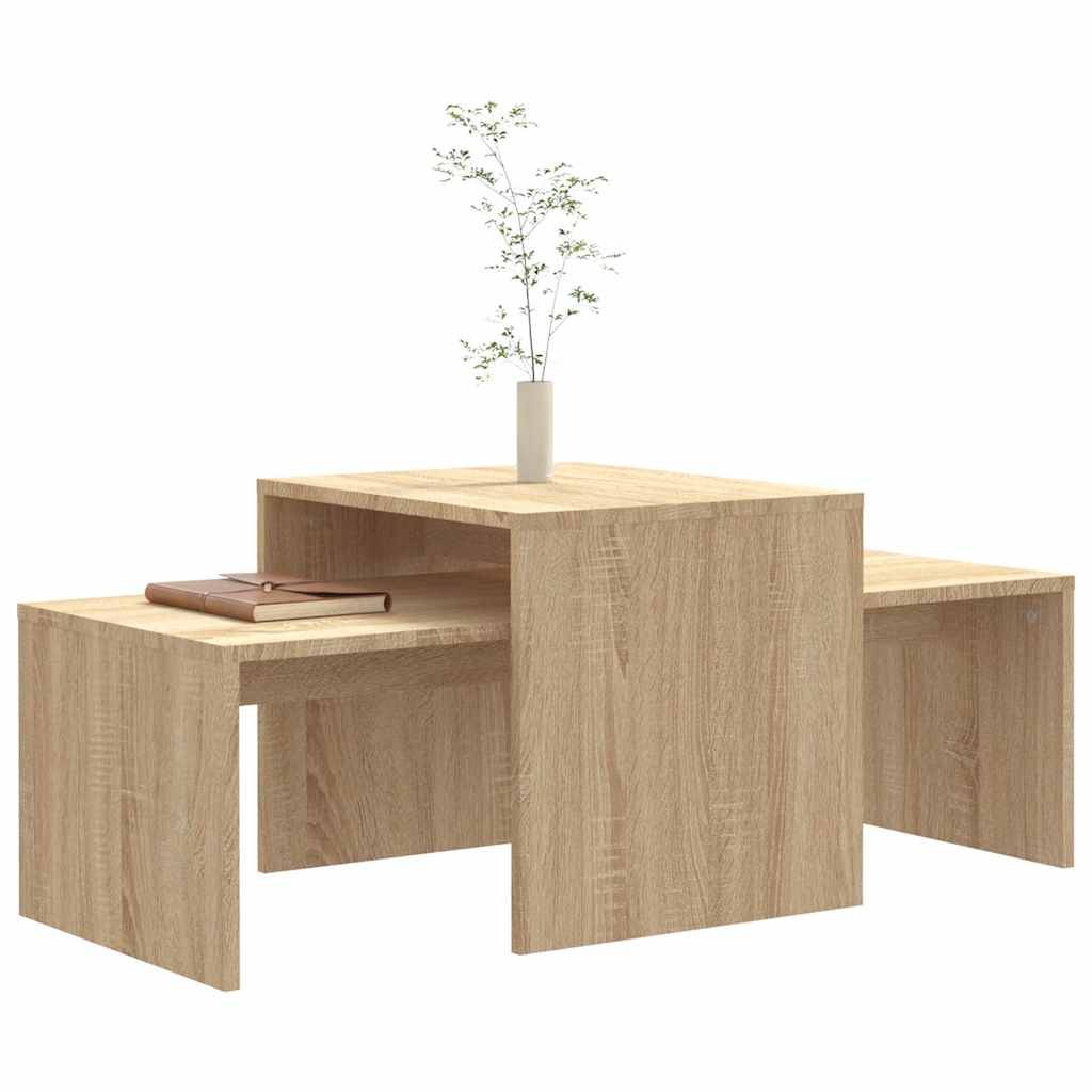 vidaXL Couchtisch-Set Sonoma-Eiche 100x48x40 cm Holzwerkstoff-3