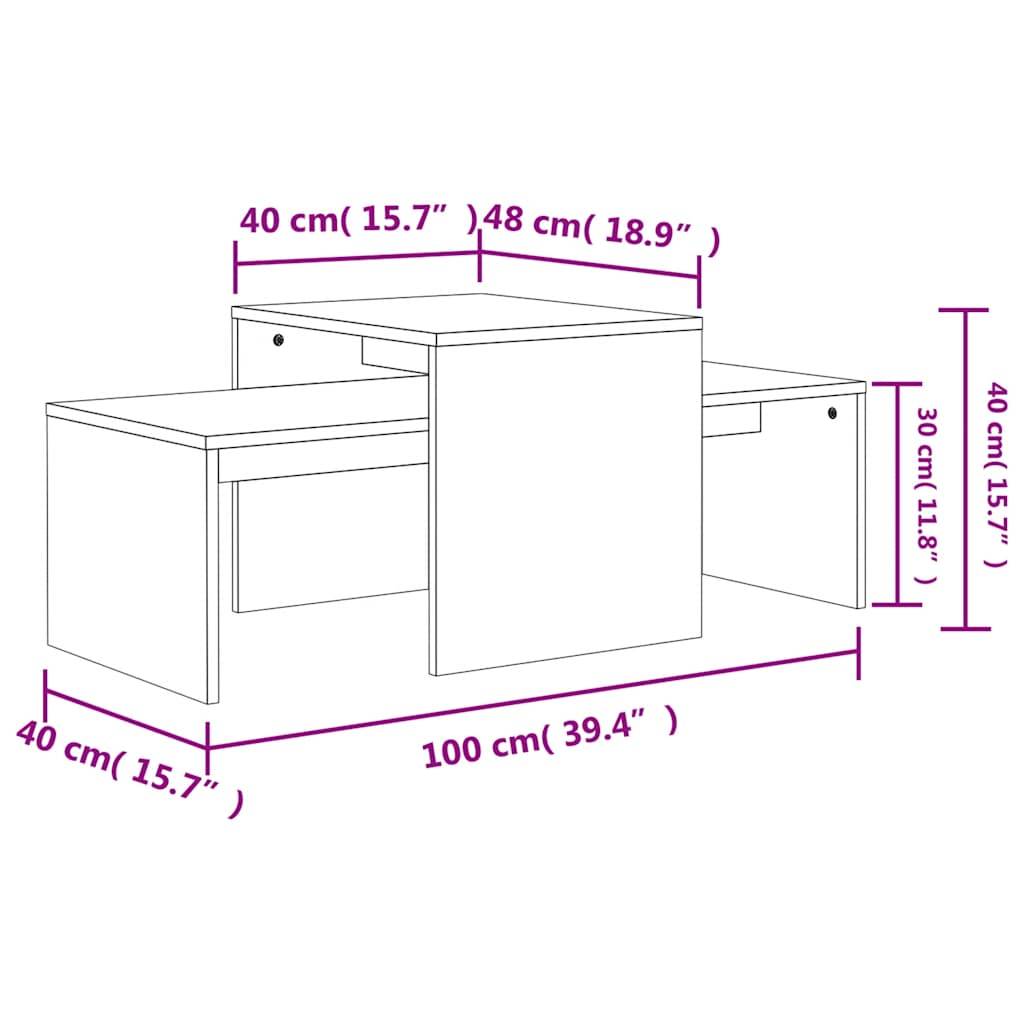 vidaXL Couchtisch-Set Sonoma-Eiche 100x48x40 cm Holzwerkstoff-4