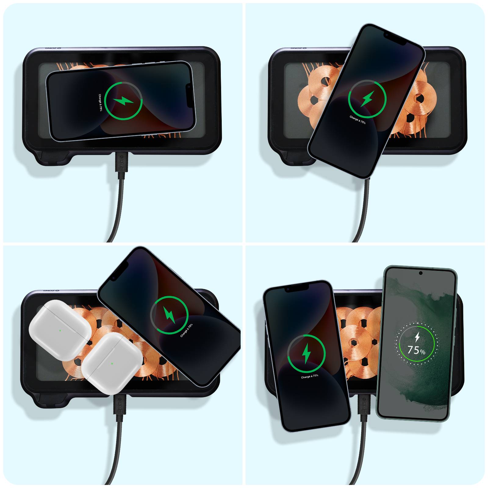 Zens Liberty Kabelloses Ladegerät aus Glas ZEDC09G/00-4