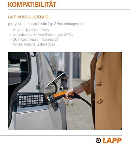 LAPP Mobility 64694 Mobile Ladestation Basic 2,3 kW Typ 2 Kupplung & Schutzkontakt Stecker CEE Mode 2 1-phasig Ladegerät-4