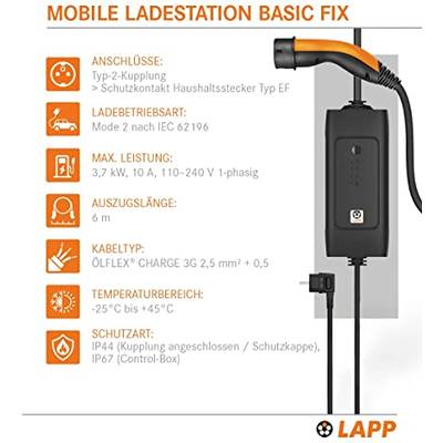 LAPP Mobility 64694 Mobile Ladestation Basic 2,3 kW Typ 2 Kupplung &  Schutzkontakt Stecker CEE Mode 2 1-phasig Ladegerät kaufen