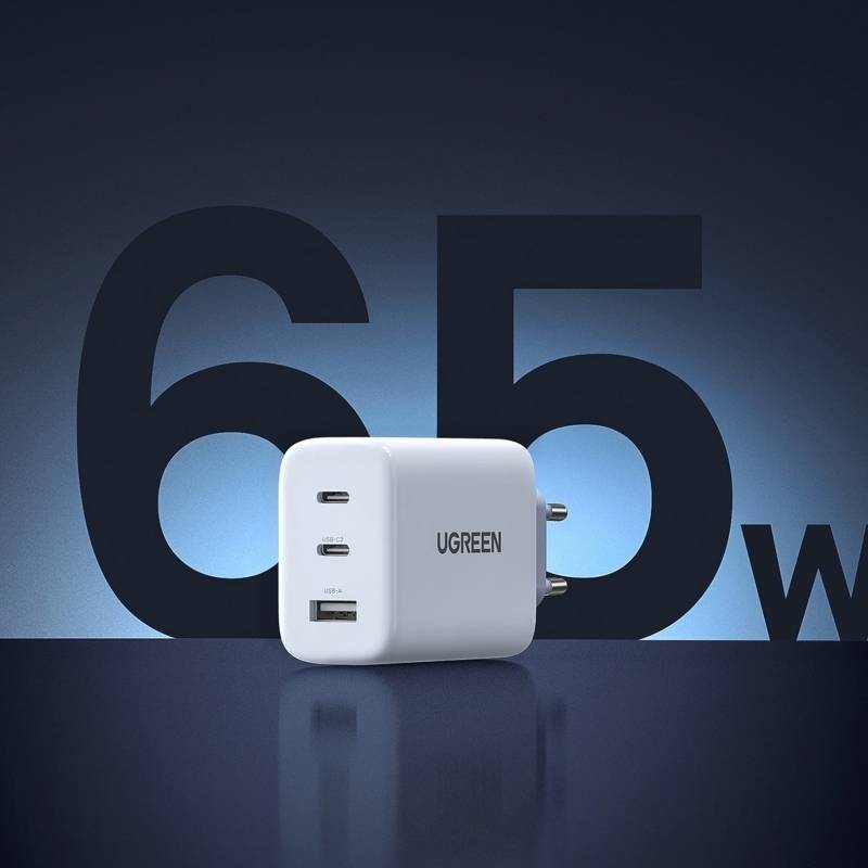 UGREEN - 65W Fast Wall Charger USB-A & 2 x USB-C White-0