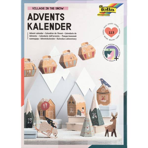 Folia Adventskalender Bergdorf mehrfarbigBürokleinmaterial