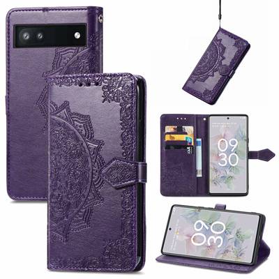 Hülle kompatibel mit Google Pixel 6A Kunstleder Handyhülle - Handy Case Violett