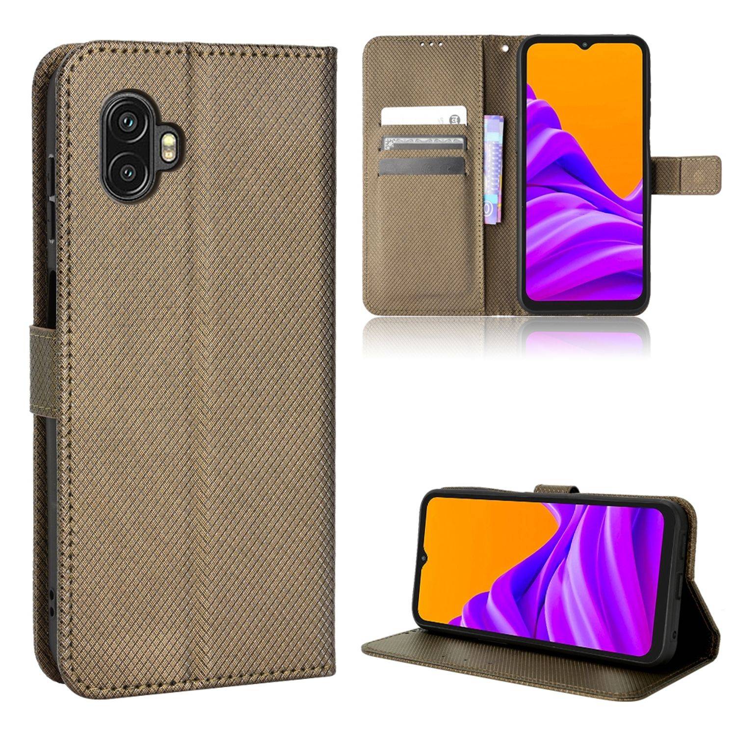 Hülle kompatibel mit Samsung Galaxy Xcover 6 Pro Kunstleder Handyhülle - Handy Case Braun-0