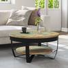 vidaXL Couchtisch mit Ablage Altholz Massiv 65x32 cm