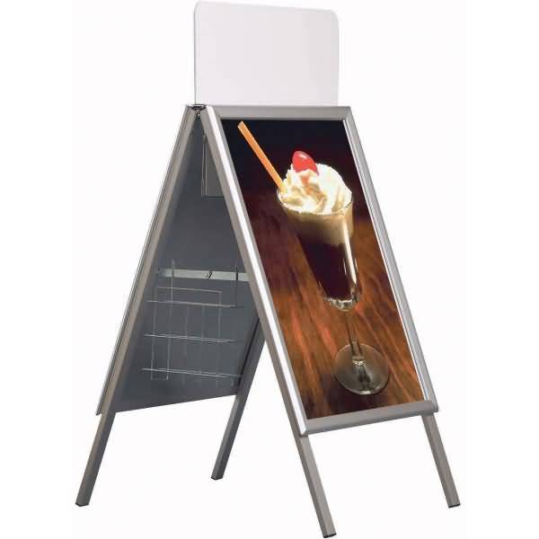 Kundenstopper Outdoor 32mm Gehrung A0 silber-1