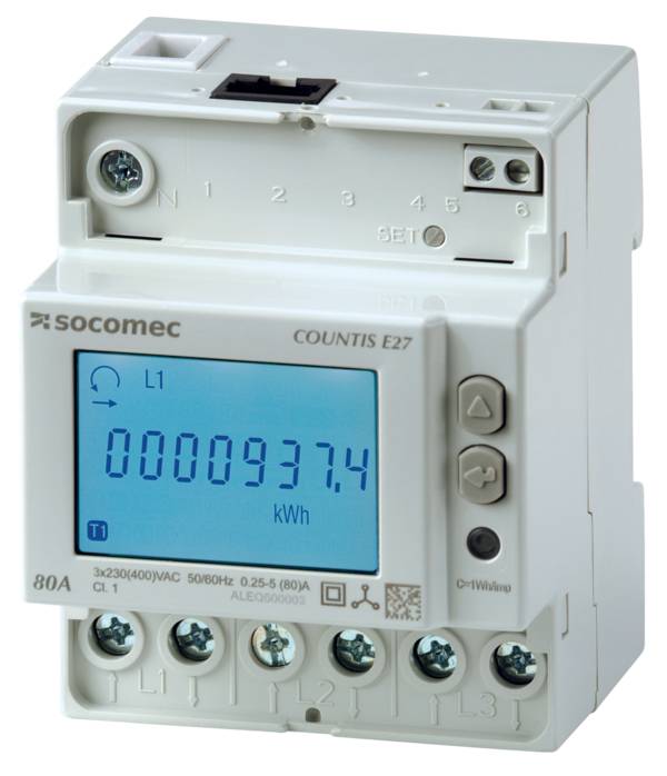 Socomec COUNTIS E28 Wirkenergiezähler 3-phasig, Direktanschluss, 80A, ETHERNET, MID, 48503055