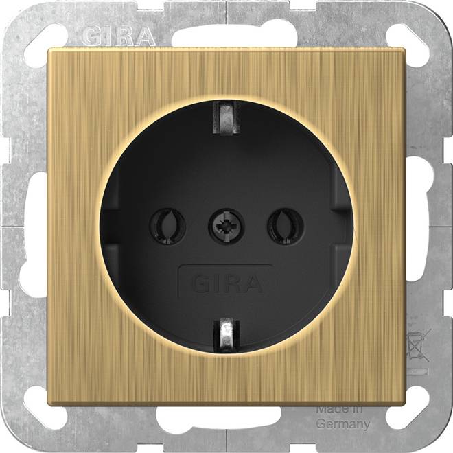 1St. Gira 4466603 SCHUKO-Steckdose 16A 250V ohne Befestigungskrallen, Bronze Schwarz matt