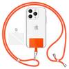 NALIA Universal Handykette zum Umhängen mit Pad & Karabinerhaken (silber) für Smartphone Hülle Orange