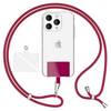 NALIA Universal Handykette zum Umhängen mit Pad & Karabinerhaken (silber) für Smartphone Hülle Bordeaux