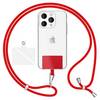 NALIA Universal Handykette zum Umhängen mit Pad & Karabinerhaken (silber) für Smartphone Hülle Rot