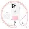 NALIA Universal Handykette zum Umhängen mit Pad & Karabinerhaken (silber) für Smartphone Hülle Pastell Rosa