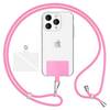 NALIA Universal Handykette zum Umhängen mit Pad & Karabinerhaken (silber) für Smartphone Hülle Rosa