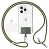 NALIA Universal Handykette zum Umhängen mit Pad & Karabinerhaken (silber) für Smartphone Hülle Oliv Grün