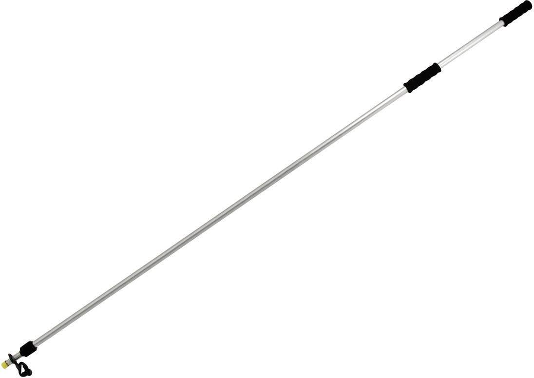 Ein langes, silbernes Verlängerungsrohr mit schwarzem Griff und Verbindungsstück, wahrscheinlich für Reinigungs- oder Malzwecke.